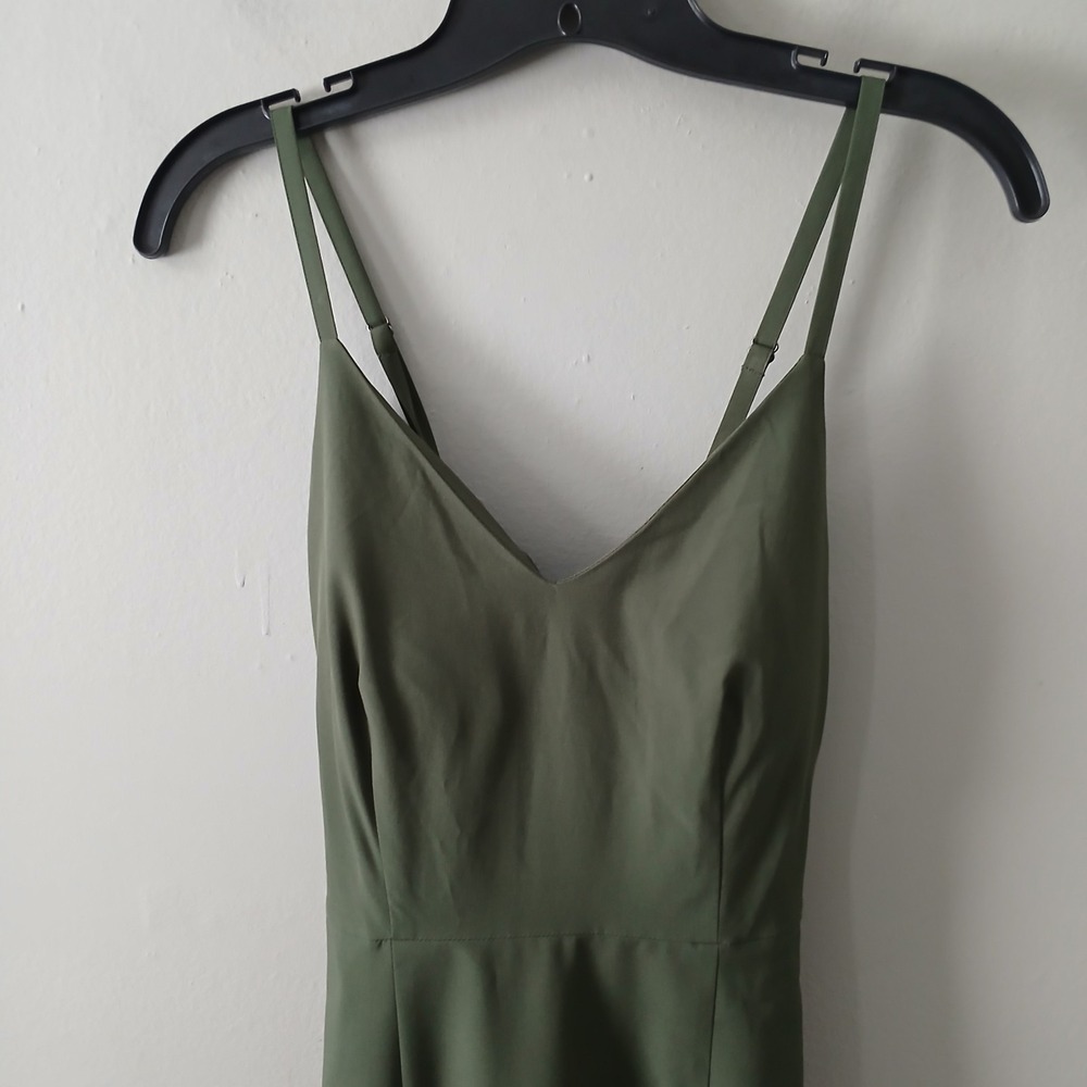 Krimson Klover Size Small Stella Dress‎ Olive Green Handkerchief Hem Sleeveless - Picture 2 of 15